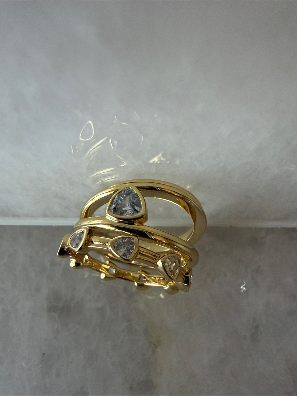Kendra Scott Gold Stackable Ring Set with Clear Stones
